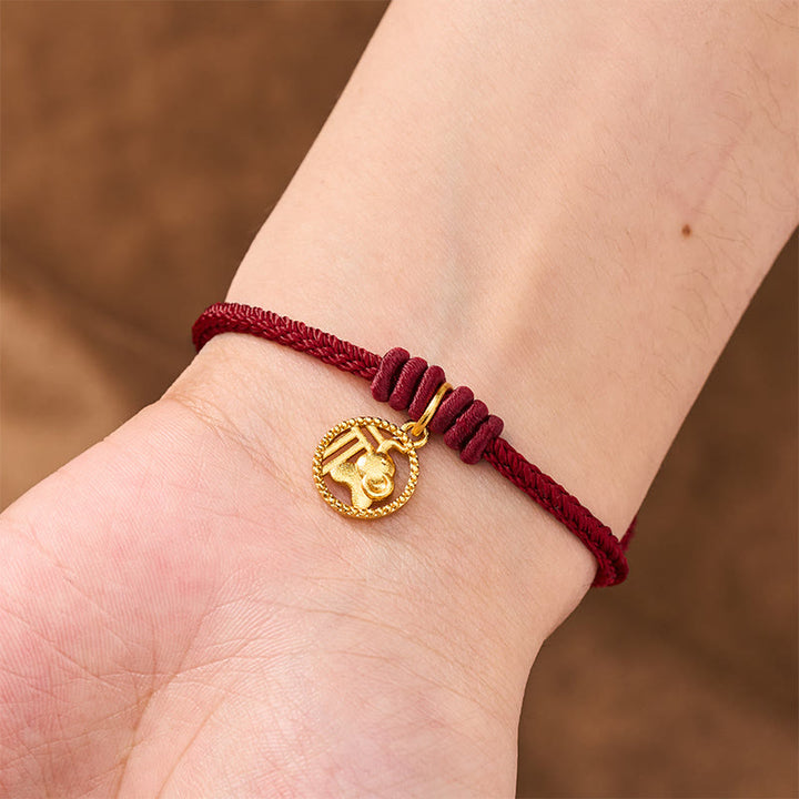 Buddha Stones Elefanten-Fu-Charakter, vergoldetes Kupfer-Rot-Faden-Armband - image 16