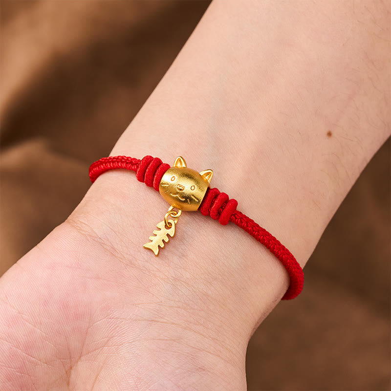 Buddha Stones Kupfernes Armband mit niedlichem Wels und roter Schnur - image 15