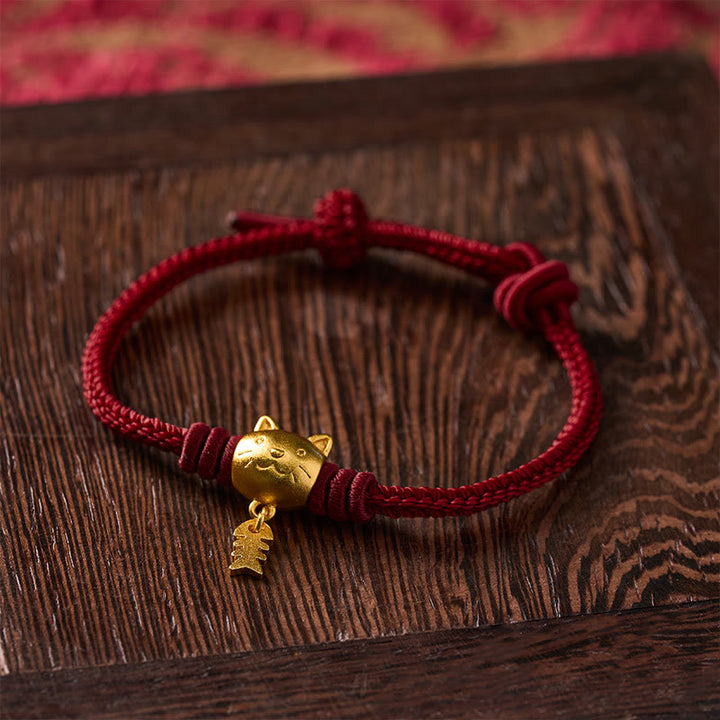 Buddha Stones Kupfernes Armband mit niedlichem Wels und roter Schnur - image 2