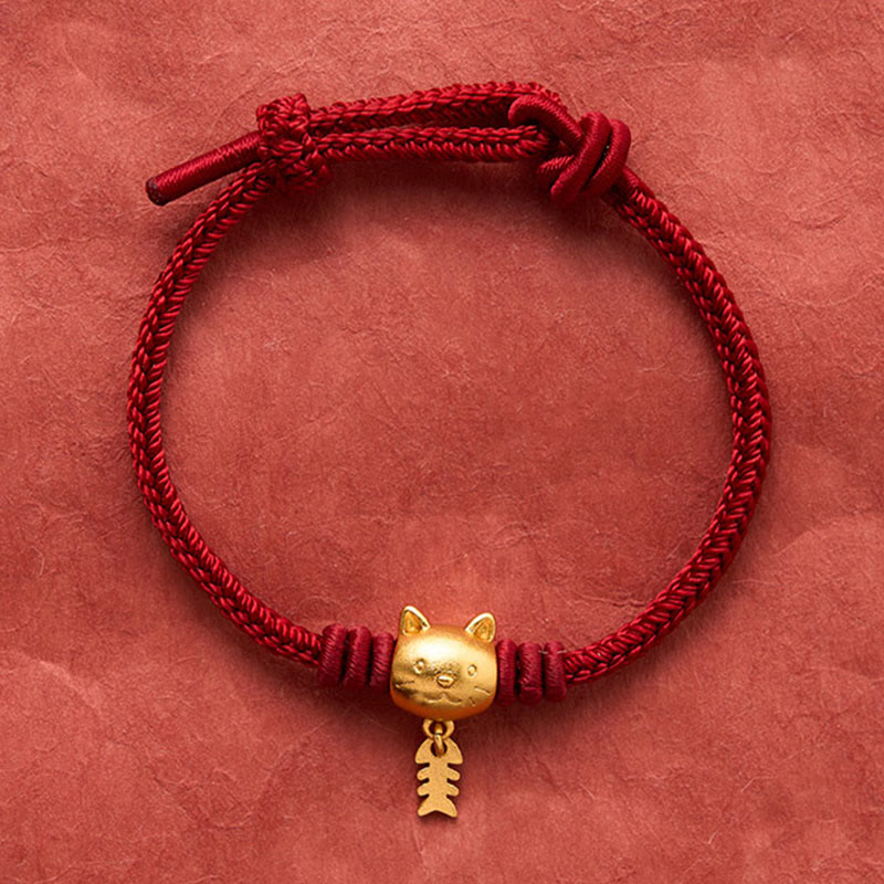 Buddha Stones Kupfernes Armband mit niedlichem Wels und roter Schnur - image 4