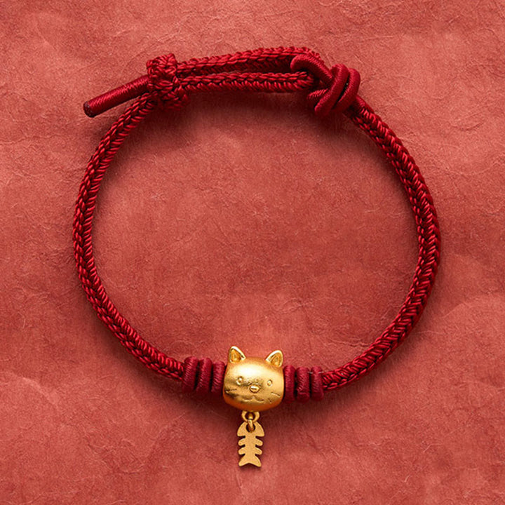 Buddha Stones Kupfernes Armband mit niedlichem Wels und roter Schnur - image 4