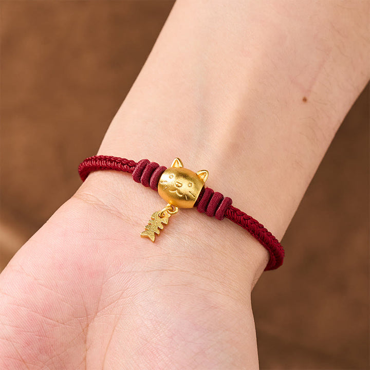 Buddha Stones Kupfernes Armband mit niedlichem Wels und roter Schnur - image 5