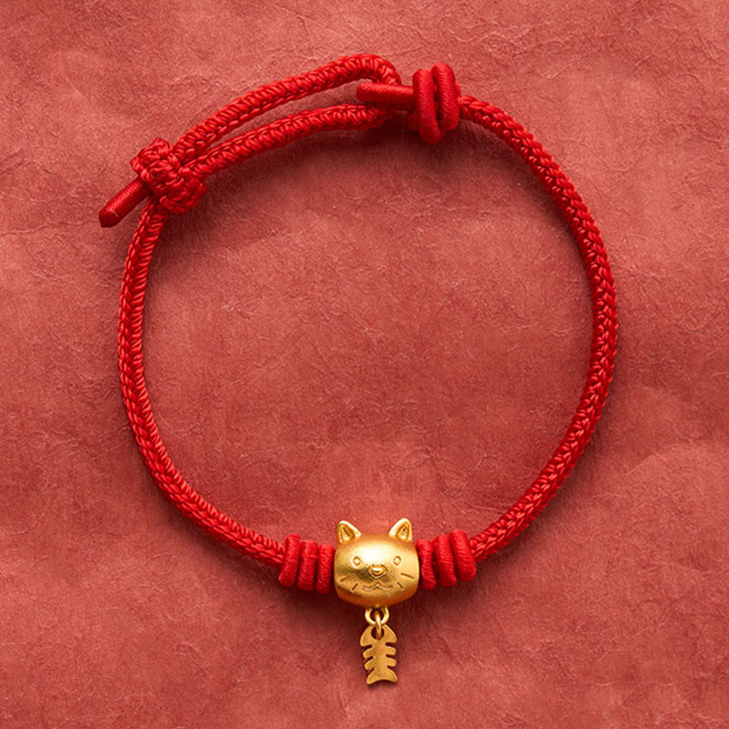 Buddha Stones Kupfernes Armband mit niedlichem Wels und roter Schnur - image 14
