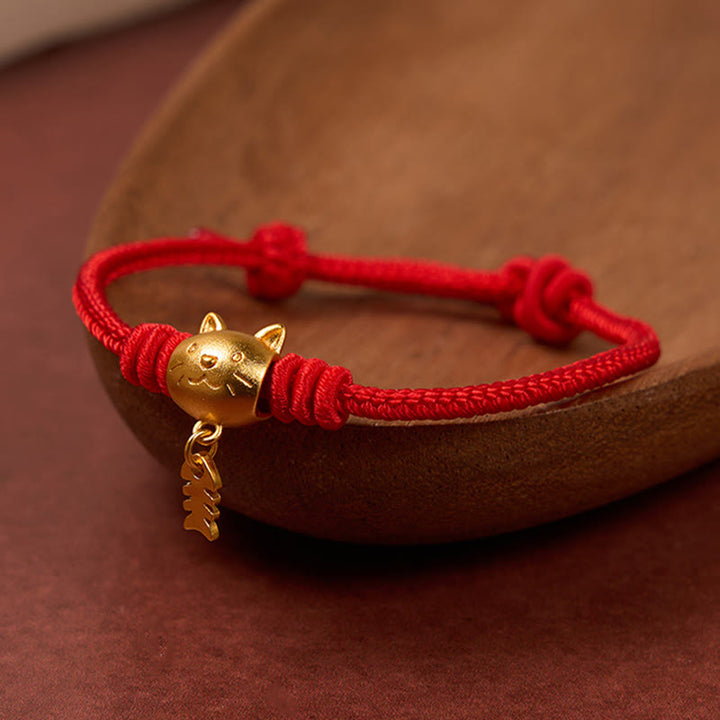 Buddha Stones Kupfernes Armband mit niedlichem Wels und roter Schnur - Rot (Handgelenkumfang 15-18 cm) - image 10
