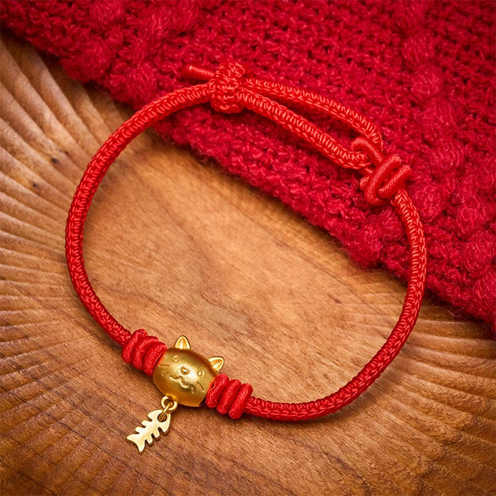 Buddha Stones Kupfernes Armband mit niedlichem Wels und roter Schnur - image 11