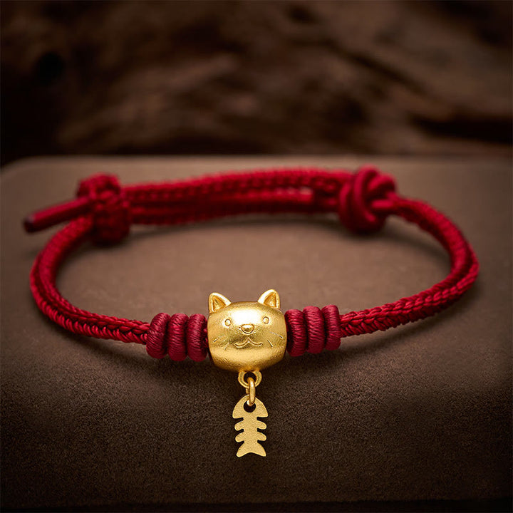 Buddha Stones Kupfernes Armband mit niedlichem Wels und roter Schnur - image 3