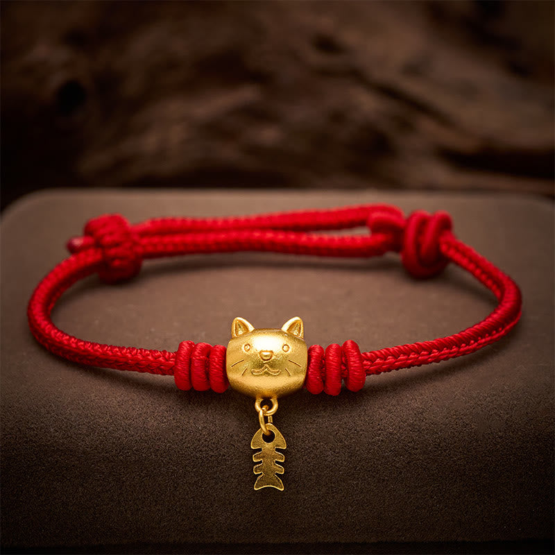 Buddha Stones Kupfernes Armband mit niedlichem Wels und roter Schnur - image 13