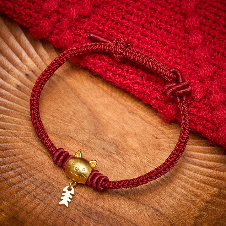 Buddha Stones Kupfernes Armband mit niedlichem Wels und roter Schnur - image 1