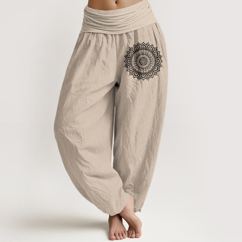 Buddha Stones Damen-Haremshose aus reiner Baumwolle mit Mandala-Muster und elastischem Bund - Bräunen - US16, UK/AU20, EU48 (3XL) - image 14