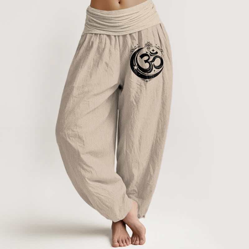 Buddha Stones Damen-Haremshose aus reiner Baumwolle mit heiligem Om-Muster und elastischem Bund - Bräunen - US16, UK/AU20, EU48 (3XL) - image 14