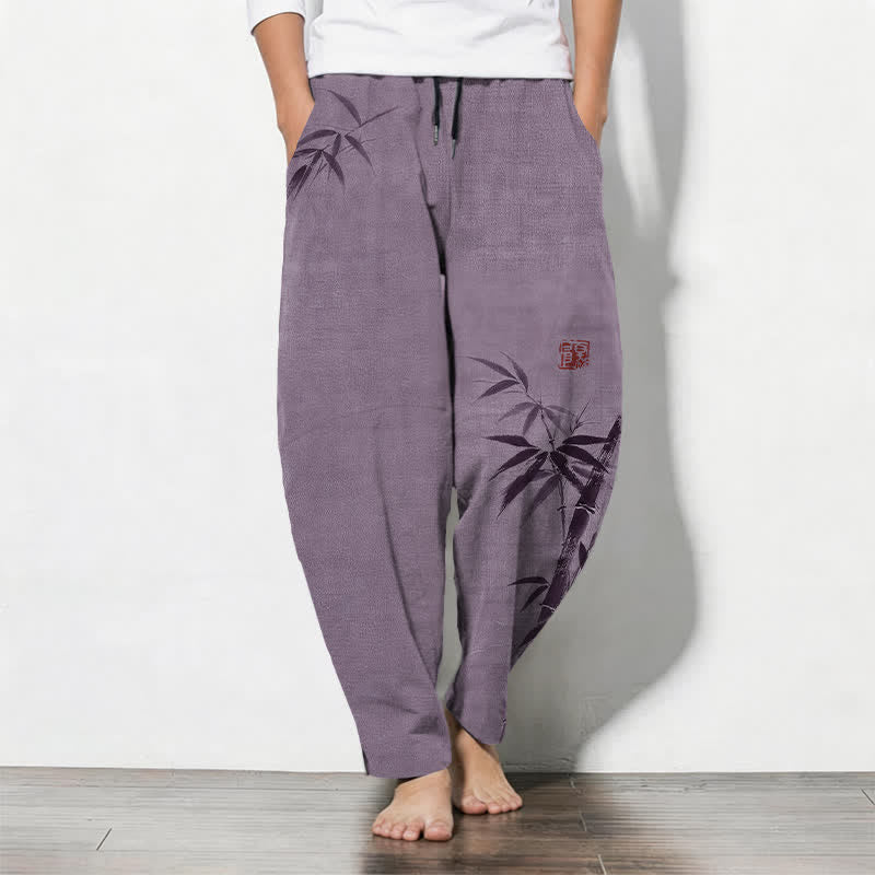 Buddha Stones Herrenhose aus reiner Baumwolle mit Bambusmuster, Kordelzug und Taschen - Distel - US/ UK/AU50, EU60 (5XL) - image 11
