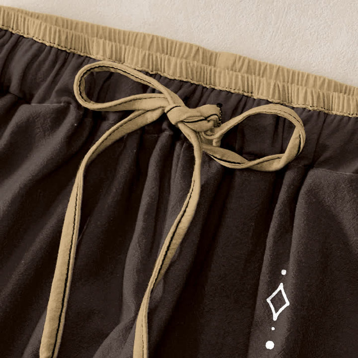 Buddha Stones Damenhose aus reiner Baumwolle mit Zen-Lotus-Om-Muster, elastischem Bund und Taschen - image 5