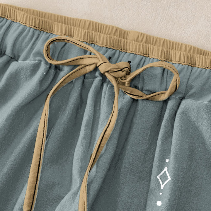 Buddha Stones Damenhose aus reiner Baumwolle mit Zen-Lotus-Om-Muster, elastischem Bund und Taschen - image 9