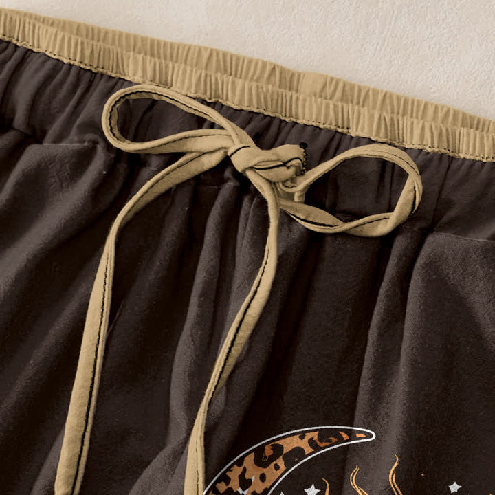 Buddha Stones Damenhose aus reiner Baumwolle mit himmlischem Sonne- und Mondmuster, elastischem Bund und Taschen - image 5