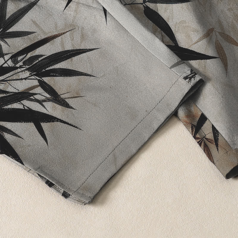 Buddha Stones Herrenhose aus reiner Baumwolle mit Bambusblattmuster, Kordelzug und Taschen - image 5