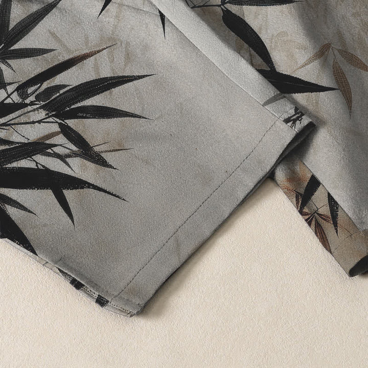 Buddha Stones Herrenhose aus reiner Baumwolle mit Bambusblattmuster, Kordelzug und Taschen - image 5