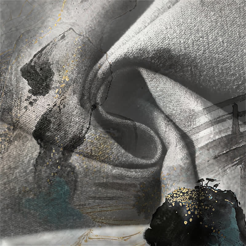 Buddha Stones Herrenhose aus reiner Baumwolle mit Bambus-Landschaftsmuster, Kordelzug und Taschen - image 6