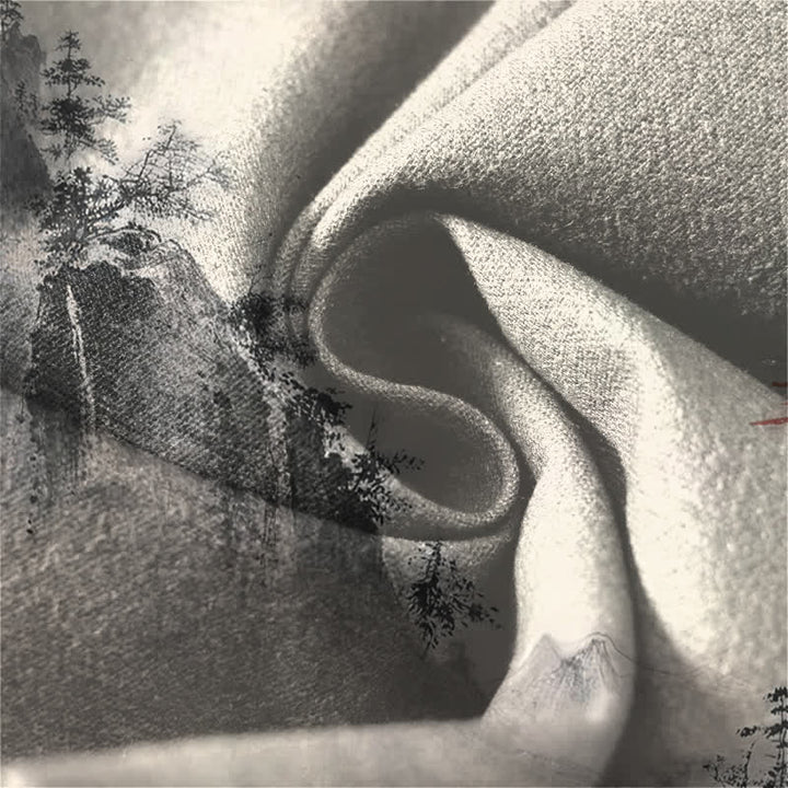 Buddha Stones Herrenhose aus reiner Baumwolle mit Berglandschaftsmuster, Kordelzug und Taschen - image 6
