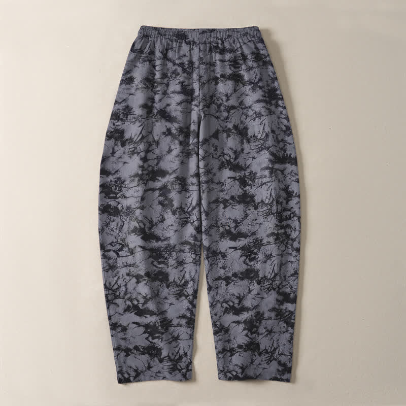 Buddha Stones Herrenhose aus reiner Baumwolle mit dunklem Marmor-Camouflage-Muster, Kordelzug, schmal zulaufendem Bein und Taschen - image 3