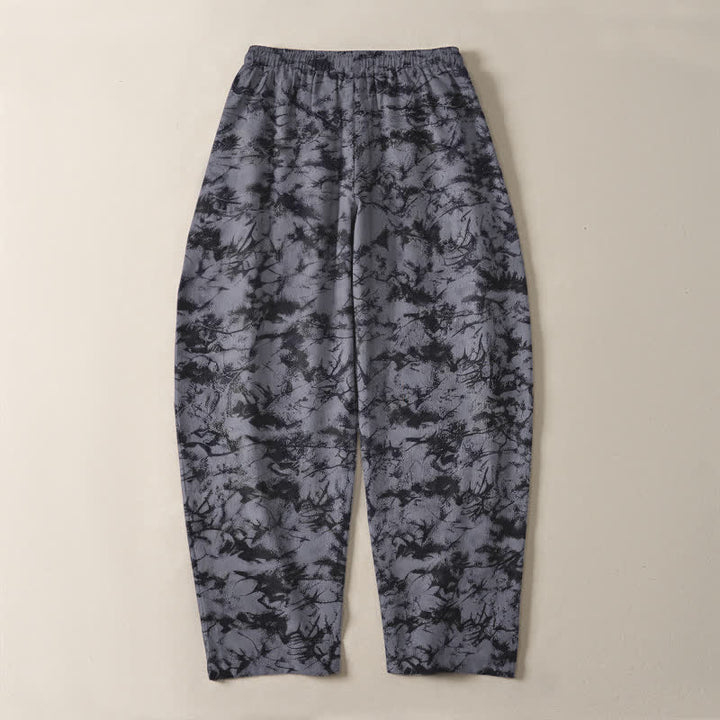 Buddha Stones Herrenhose aus reiner Baumwolle mit dunklem Marmor-Camouflage-Muster, Kordelzug, schmal zulaufendem Bein und Taschen - image 3