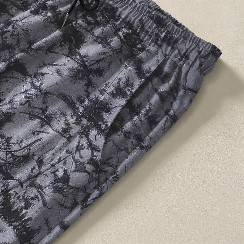 Buddha Stones Herrenhose aus reiner Baumwolle mit dunklem Marmor-Camouflage-Muster, Kordelzug, schmal zulaufendem Bein und Taschen - image 4