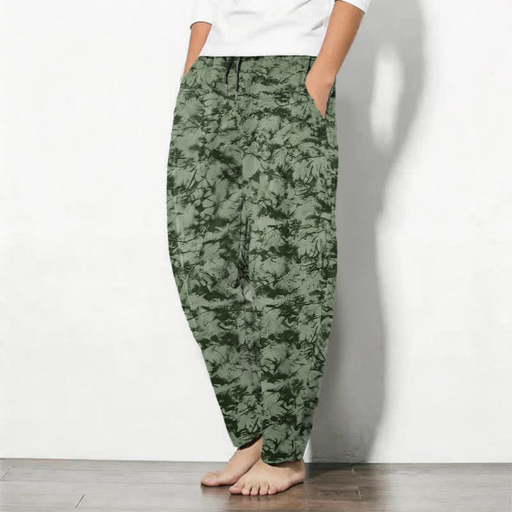 Buddha Stones Herrenhose aus reiner Baumwolle mit dunklem Marmor-Camouflage-Muster, Kordelzug, schmal zulaufendem Bein und Taschen - image 8