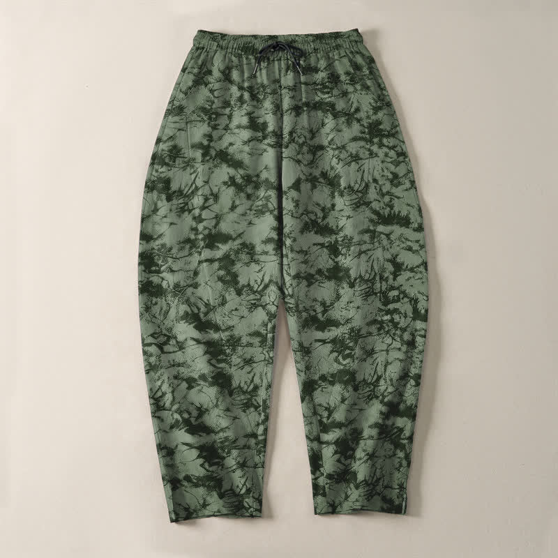 Buddha Stones Herrenhose aus reiner Baumwolle mit dunklem Marmor-Camouflage-Muster, Kordelzug, schmal zulaufendem Bein und Taschen - image 9