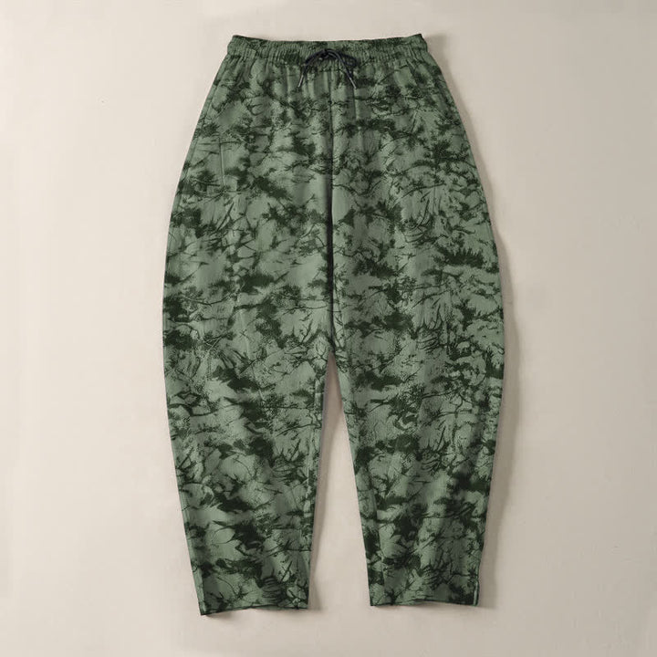 Buddha Stones Herrenhose aus reiner Baumwolle mit dunklem Marmor-Camouflage-Muster, Kordelzug, schmal zulaufendem Bein und Taschen - image 9