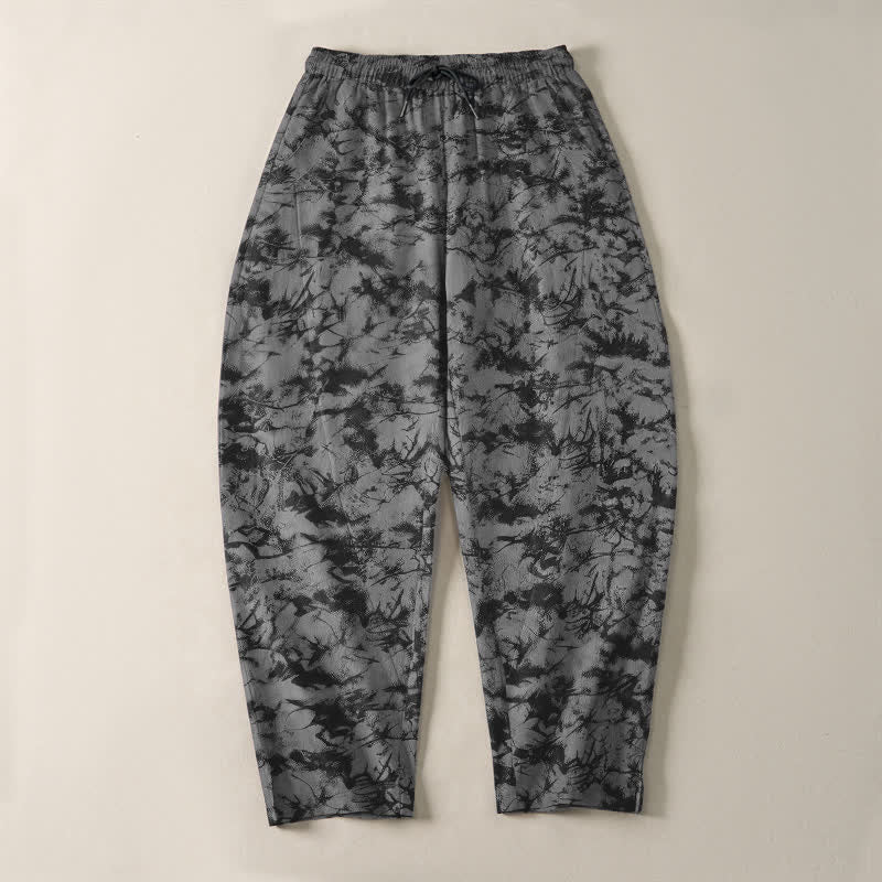 Buddha Stones Herrenhose aus reiner Baumwolle mit dunklem Marmor-Camouflage-Muster, Kordelzug, schmal zulaufendem Bein und Taschen - image 13