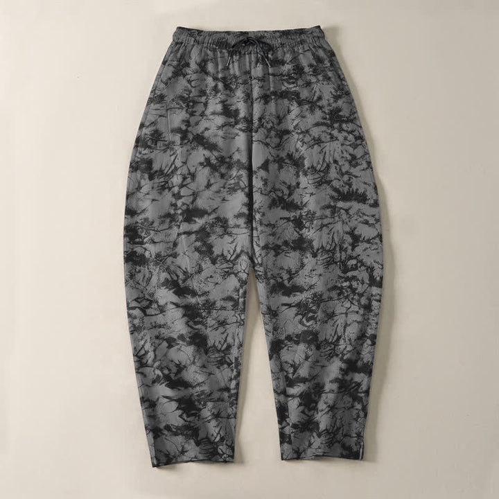 Buddha Stones Herrenhose aus reiner Baumwolle mit dunklem Marmor-Camouflage-Muster, Kordelzug, schmal zulaufendem Bein und Taschen - image 13