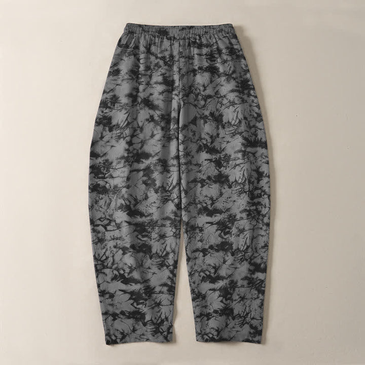 Buddha Stones Herrenhose aus reiner Baumwolle mit dunklem Marmor-Camouflage-Muster, Kordelzug, schmal zulaufendem Bein und Taschen - image 14