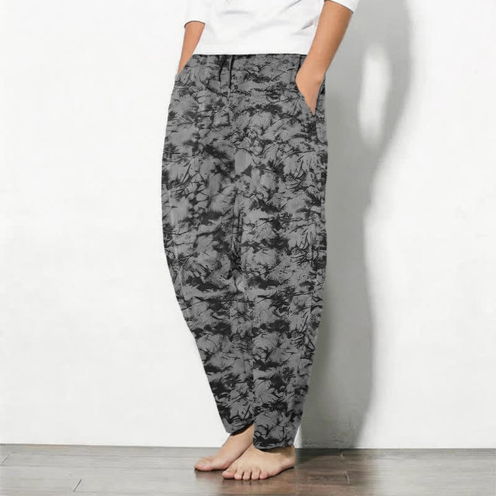 Buddha Stones Herrenhose aus reiner Baumwolle mit dunklem Marmor-Camouflage-Muster, Kordelzug, schmal zulaufendem Bein und Taschen - image 12
