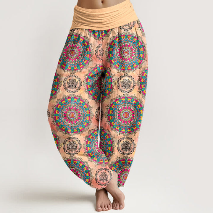 Buddha Stones Baumwoll-Haremshose mit Boho-Mandala-Muster und elastischem Bund für Damen - Pfirsichpuff - US16, UK/AU20, EU48 (3XL) - image 8
