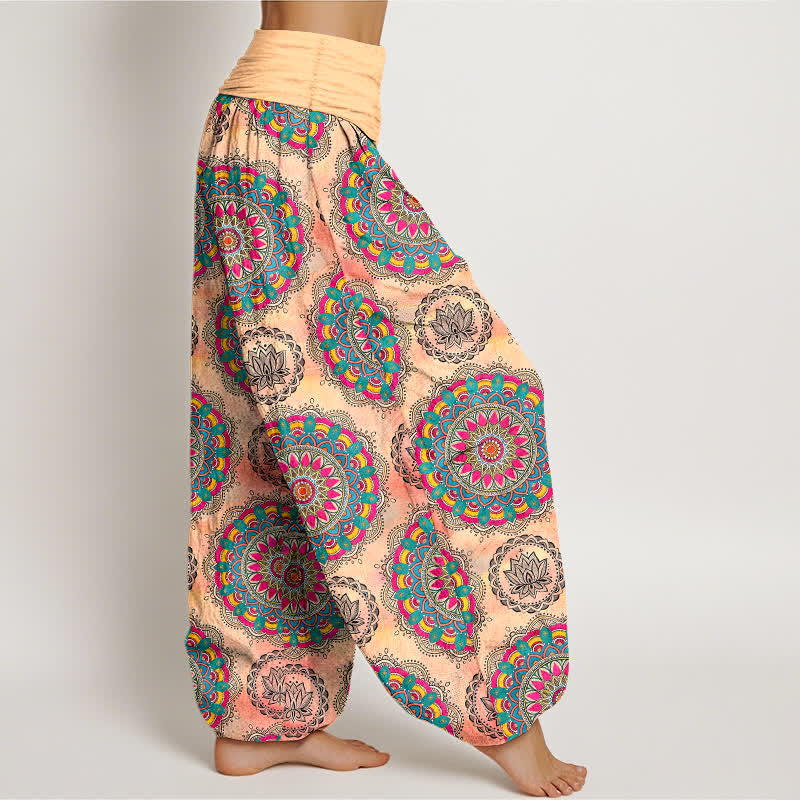 Buddha Stones Baumwoll-Haremshose mit Boho-Mandala-Muster und elastischem Bund für Damen - image 9
