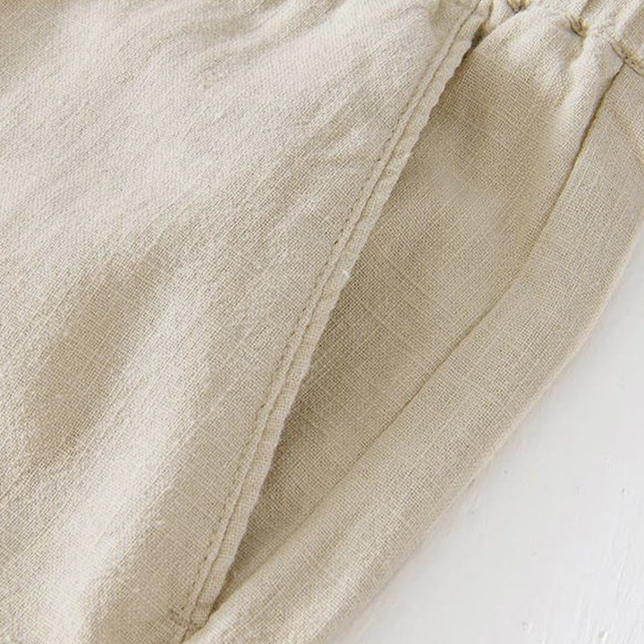 Buddha Stones Sommer-Shorts für Herren aus Ramie-Leinen-Baumwolle, einfarbig, mit Kordelzug und elastischem Bund, mit Taschen - image 3