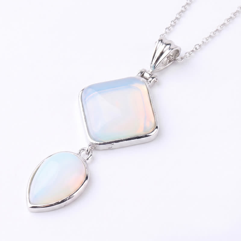 Buddha Stones Halskette mit Opal-Doppelanhänger aus Naturstein - Opal - image 12