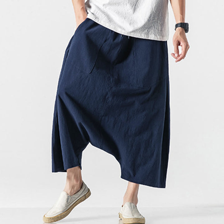 Buddha Stones Freizeithose mit niedrigem Schritt, Kordelzug, weitem Bein und Taschen, Länge 7-8 - image 6