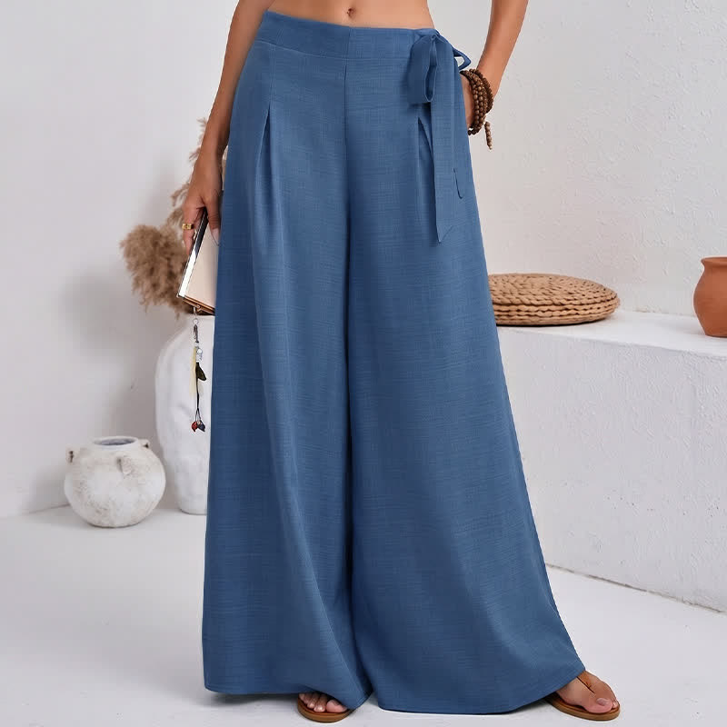 Buddha Stones Frühlings-Freizeithose im Retro-Stil mit Kordelzug, weitem Bein und Taschen - image 1