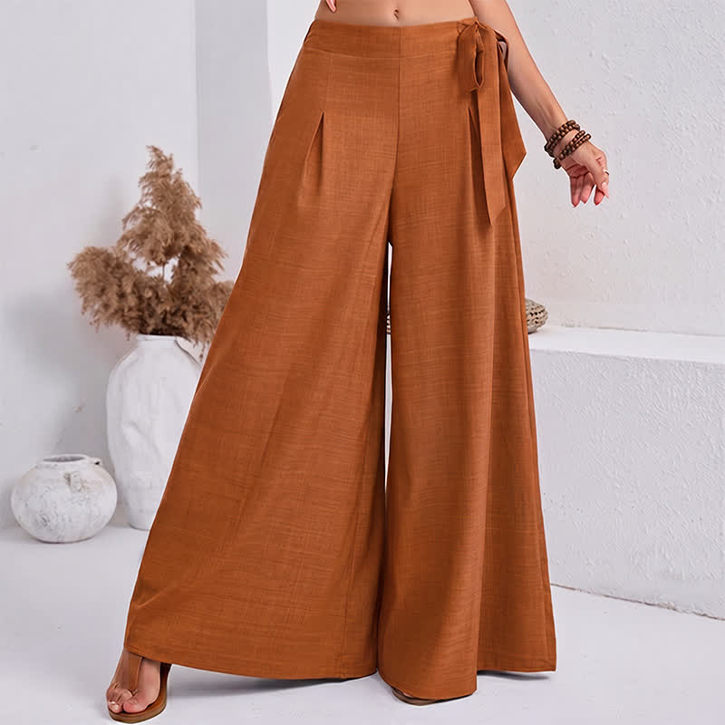 Buddha Stones Lässige, schlichte Damen-Hose im Retro-Stil mit Kordelzug, weitem Bein und Taschen für den Frühling - Orange - US14, UK/AU18, EU46 (2XL) - image 14