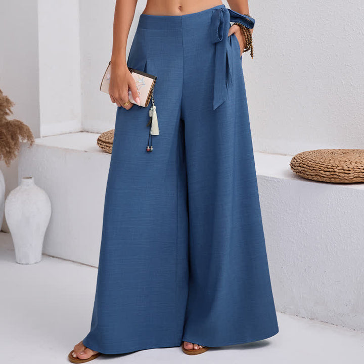 Buddha Stones Frühlings-Freizeithose im Retro-Stil mit Kordelzug, weitem Bein und Taschen - image 3