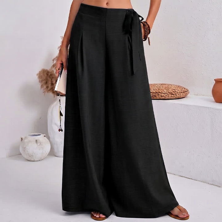Buddha Stones Frühlings-Freizeithose im Retro-Stil mit Kordelzug, weitem Bein und Taschen - Schwarz - US14, UK/AU18, EU46 (2XL) - image 6