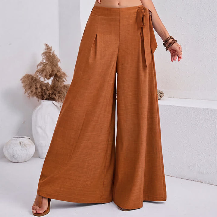 Buddha Stones Lässige, schlichte Damen-Hose im Retro-Stil mit Kordelzug, weitem Bein und Taschen für den Frühling - Orange - US14, UK/AU18, EU46 (2XL) - image 14