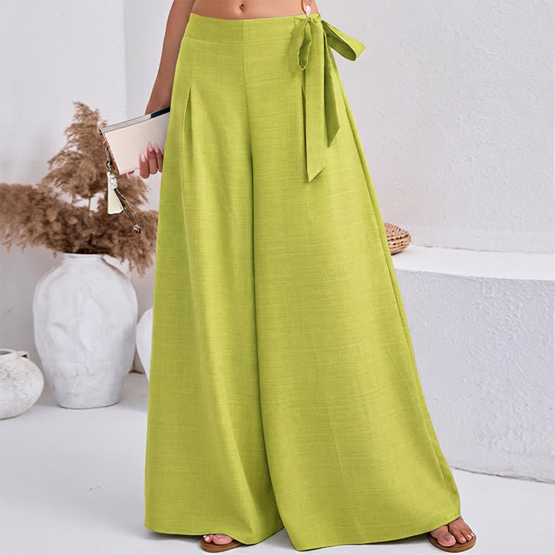 Buddha Stones Frühlings-Freizeithose im Retro-Stil mit Kordelzug, weitem Bein und Taschen - GrünGelb - US14, UK/AU18, EU46 (2XL) - image 10