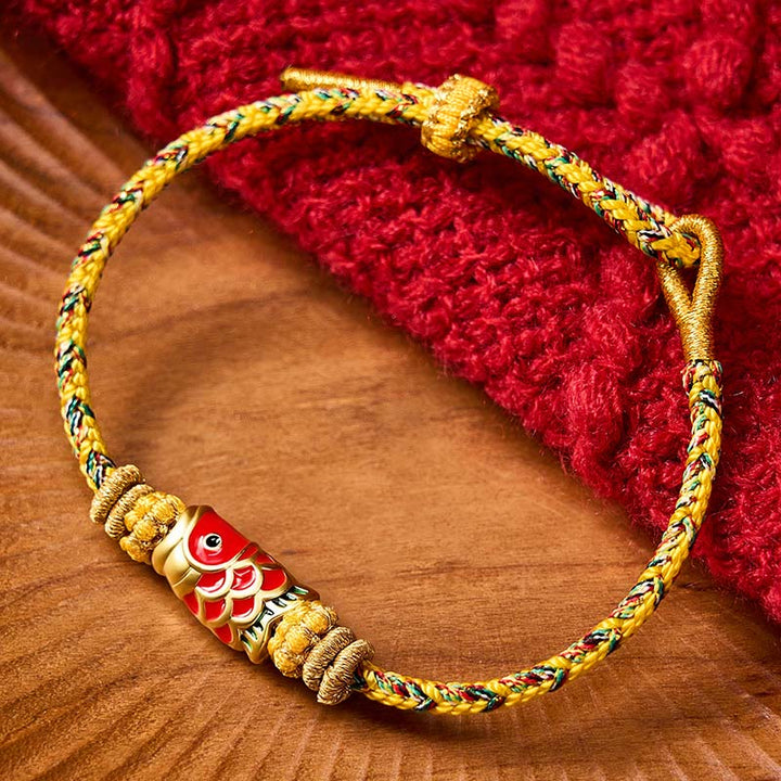 Buddha Stones Handgewebtes Armband mit Koi-Fisch-Glückssymbol - Gelb mit Koi-Fisch-Accessoire - image 19
