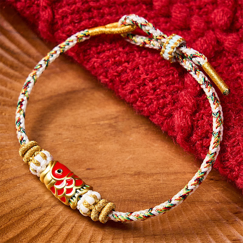 Buddha Stones Handgewebtes Armband mit Koi-Fisch-Glückssymbol - Beige mit Koi-Fisch-Accessoire - image 22