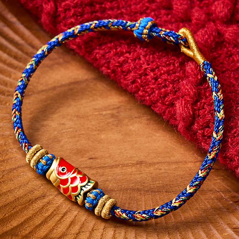 Buddha Stones Handgewebtes Armband mit Koi-Fisch-Glückssymbol - Blau mit Koi-Fisch-Accessoire - image 16