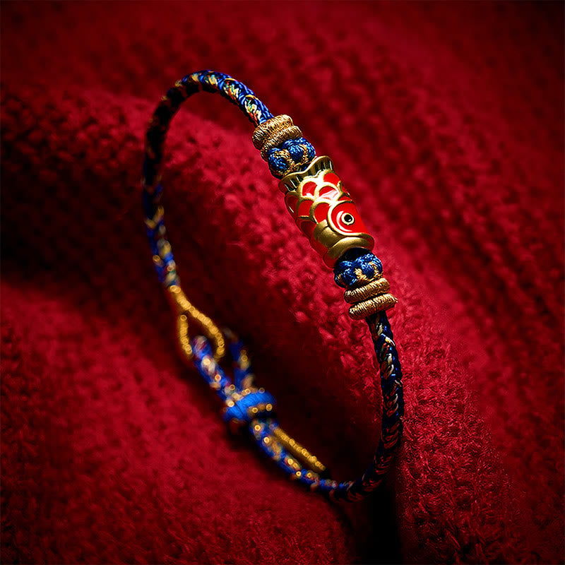 Buddha Stones Handgewebtes Armband mit Koi-Fisch-Glückssymbol - image 17