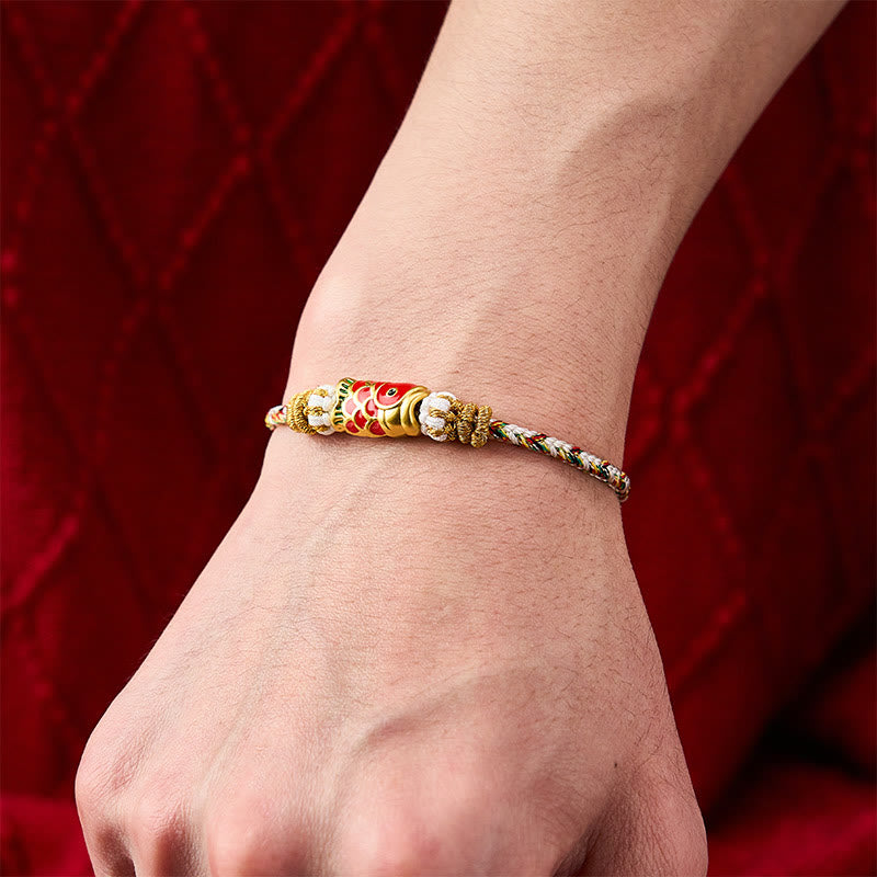 Buddha Stones Handgewebtes Armband mit Koi-Fisch-Glückssymbol - image 24