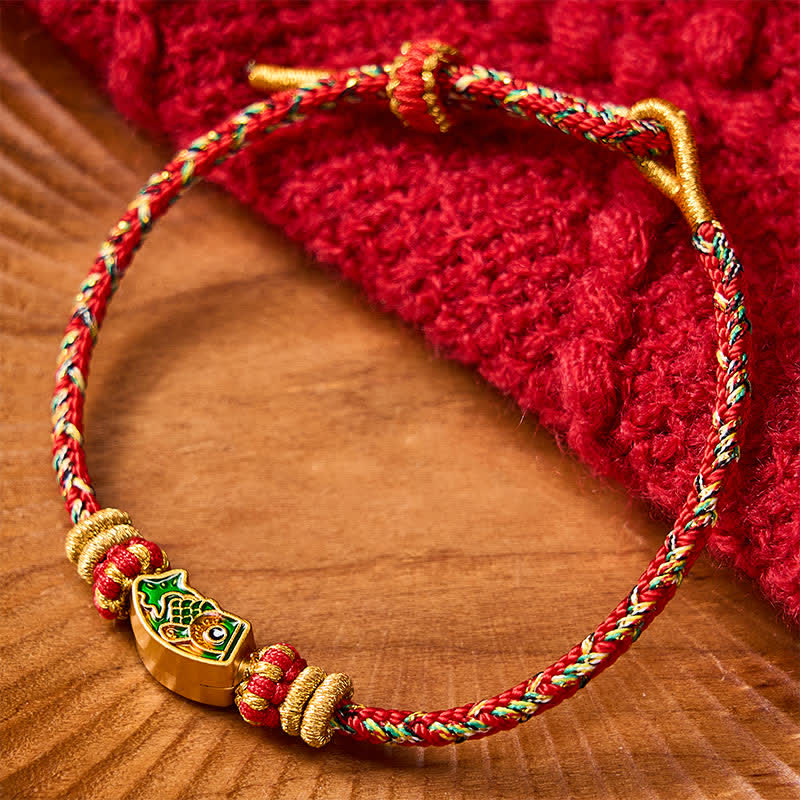 Buddha Stones Handgewebtes Armband aus Koi-Fisch-Seil - Rot (Handgelenkumfang: 15-18 cm) - image 10