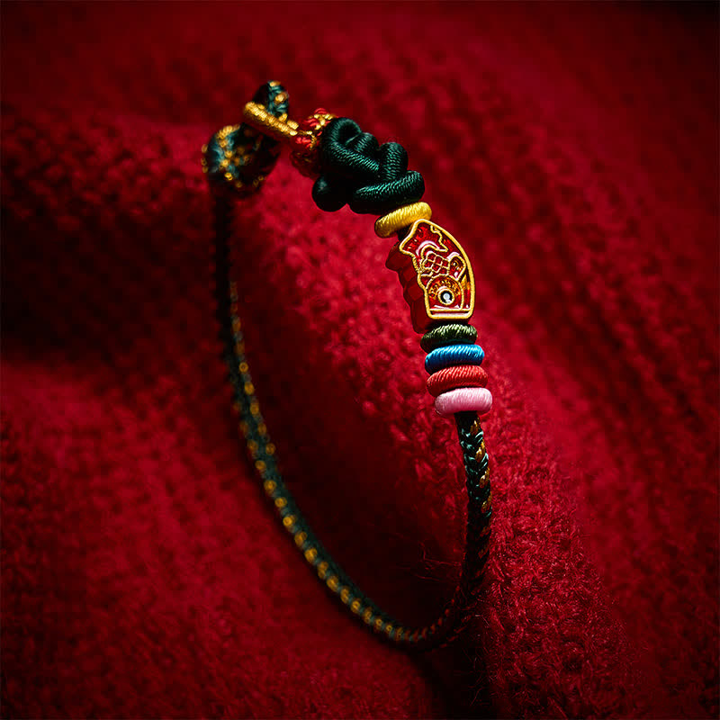 Buddha Stones Handgewebtes, farbenfrohes grünes Koi-Fisch-Schutzseil-Armband - image 3